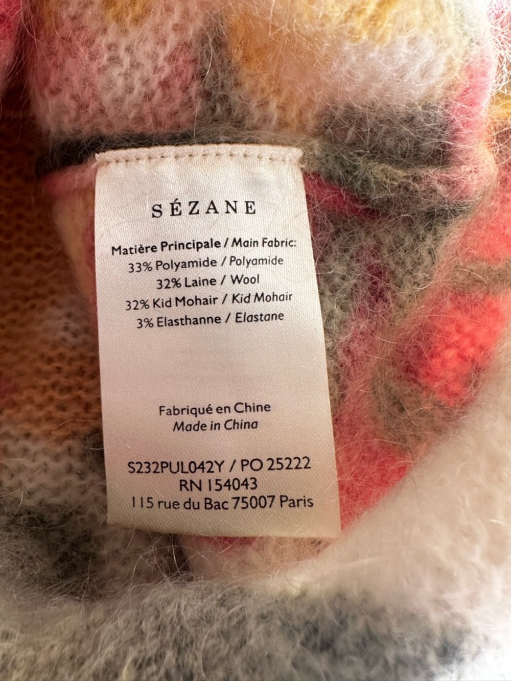 Sezane wool mohair Clarissa jumper in London Bouquet size Small - Picture 8 of 8